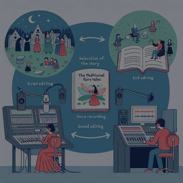 Quel est le processus pour créer un livre audio pour enfants à partir de contes traditionnels ?